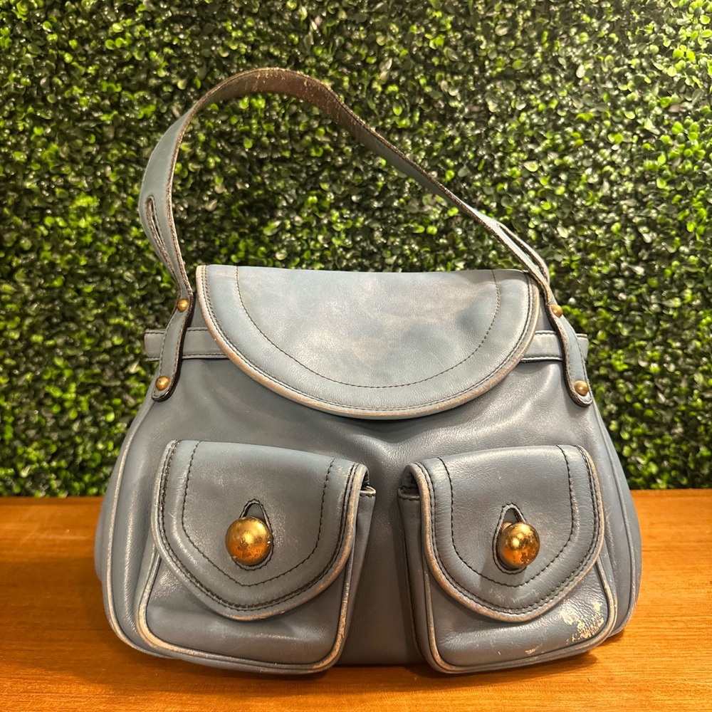 Marc Jacobs Blue Shoulder Bag with Gold Hardware
